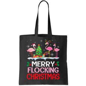 Flamingo Noel Hats Dancing On Snow Merry Flocking Christmas Flamingo Noel Tote Bag