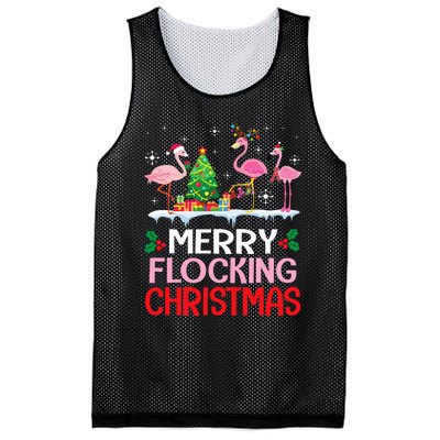 Flamingo Noel Hats Dancing On Snow Merry Flocking Christmas Flamingo Noel Mesh Reversible Basketball Jersey Tank