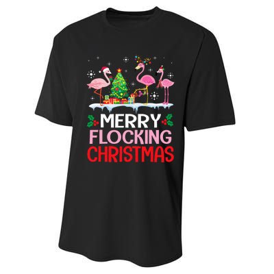 Flamingo Noel Hats Dancing On Snow Merry Flocking Christmas Flamingo Noel Performance Sprint T-Shirt