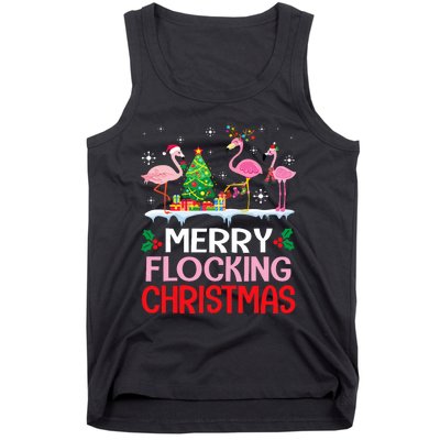 Flamingo Noel Hats Dancing On Snow Merry Flocking Christmas Flamingo Noel Tank Top