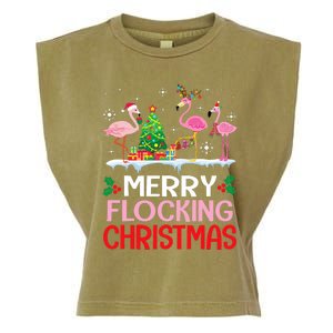 Flamingo Noel Hats Dancing On Snow Merry Flocking Christmas Flamingo Noel Garment-Dyed Women's Muscle Tee