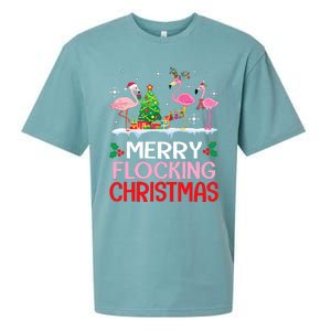 Flamingo Noel Hats Dancing On Snow Merry Flocking Christmas Flamingo Noel Sueded Cloud Jersey T-Shirt