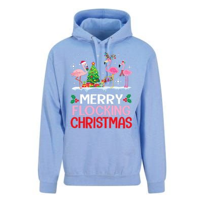 Flamingo Noel Hats Dancing On Snow Merry Flocking Christmas Flamingo Noel Unisex Surf Hoodie