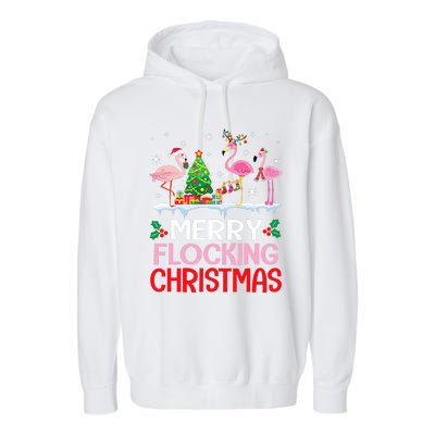 Flamingo Noel Hats Dancing On Snow Merry Flocking Christmas Flamingo Noel Garment-Dyed Fleece Hoodie