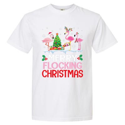 Flamingo Noel Hats Dancing On Snow Merry Flocking Christmas Flamingo Noel Garment-Dyed Heavyweight T-Shirt