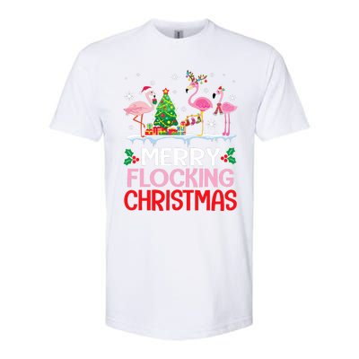 Flamingo Noel Hats Dancing On Snow Merry Flocking Christmas Flamingo Noel Softstyle CVC T-Shirt