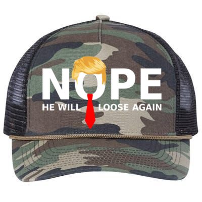 Funny No He Will Lose Again Trump Election 2024 Cute Gift Retro Rope Trucker Hat Cap