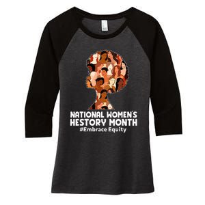 Feminist National History Month 2024 Embrace Equity Women's Tri-Blend 3/4-Sleeve Raglan Shirt