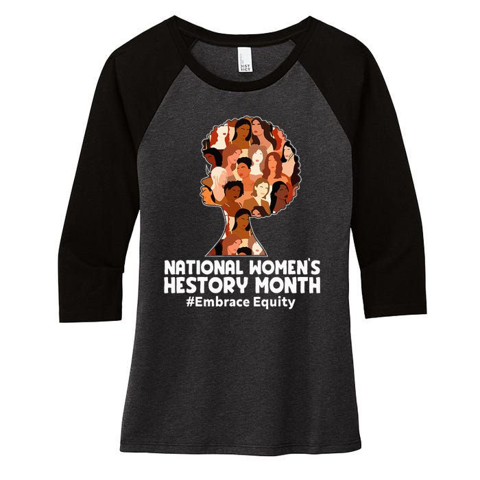 Feminist National History Month 2024 Embrace Equity Women's Tri-Blend 3/4-Sleeve Raglan Shirt