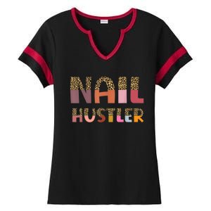 Funny Nail Hustler Manicurist Nail Artist Nail Tech Ladies Halftime Notch Neck Tee