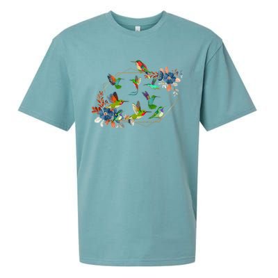 Floral Nature Hummingbird Lover Vintage Flowers Hummingbird Great Gift Sueded Cloud Jersey T-Shirt