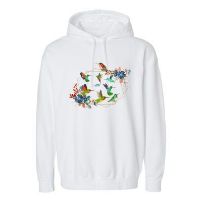 Floral Nature Hummingbird Lover Vintage Flowers Hummingbird Great Gift Garment-Dyed Fleece Hoodie