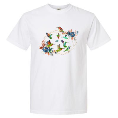 Floral Nature Hummingbird Lover Vintage Flowers Hummingbird Great Gift Garment-Dyed Heavyweight T-Shirt