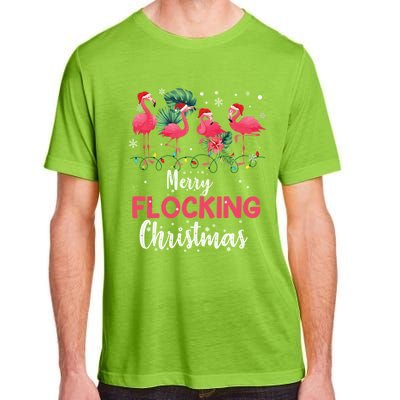 Flamingo Noel Hats Dancing On Snow Merry Flocking Christmas Gift Adult ChromaSoft Performance T-Shirt