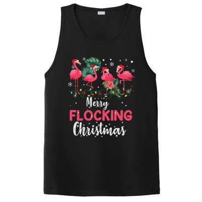 Flamingo Noel Hats Dancing On Snow Merry Flocking Christmas Gift PosiCharge Competitor Tank