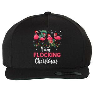 Flamingo Noel Hats Dancing On Snow Merry Flocking Christmas Gift Wool Snapback Cap