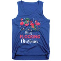 Flamingo Noel Hats Dancing On Snow Merry Flocking Christmas Gift Tank Top