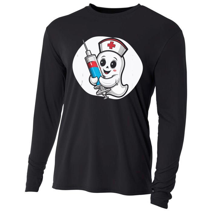 Fertility Nurse Halloween Spooky Nursing Trick Or Treat Cooling Performance Long Sleeve Crew