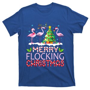 Flamingo Noel Hats Dancing On Snow Merry Flocking Christmas Meaningful Gift T-Shirt