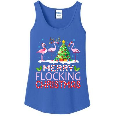 Flamingo Noel Hats Dancing On Snow Merry Flocking Christmas Meaningful Gift Ladies Essential Tank