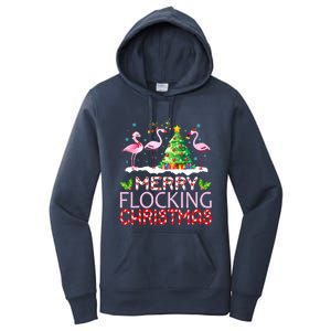 Flamingo Noel Hats Dancing On Snow Merry Flocking Christmas Meaningful Gift Women's Pullover Hoodie