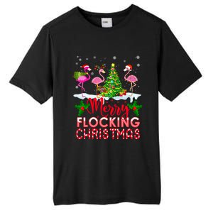 Flamingo Noel Hats Dancing On Snow Merry Flocking Christmas Gift Tall Fusion ChromaSoft Performance T-Shirt