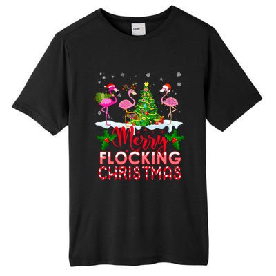 Flamingo Noel Hats Dancing On Snow Merry Flocking Christmas Gift Tall Fusion ChromaSoft Performance T-Shirt