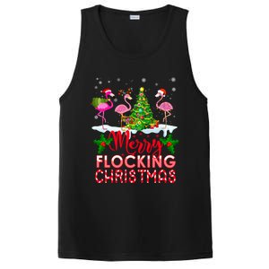 Flamingo Noel Hats Dancing On Snow Merry Flocking Christmas Gift PosiCharge Competitor Tank