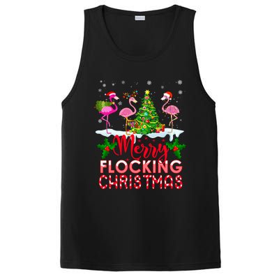 Flamingo Noel Hats Dancing On Snow Merry Flocking Christmas Gift PosiCharge Competitor Tank