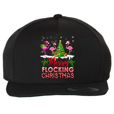 Flamingo Noel Hats Dancing On Snow Merry Flocking Christmas Gift Wool Snapback Cap