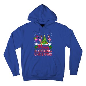 Flamingo Noel Hats Dancing On Snow Merry Flocking Christmas Gift Hoodie