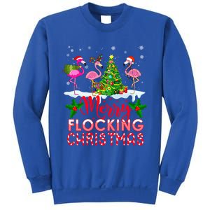 Flamingo Noel Hats Dancing On Snow Merry Flocking Christmas Gift Sweatshirt