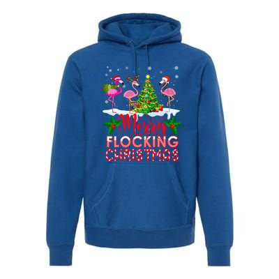 Flamingo Noel Hats Dancing On Snow Merry Flocking Christmas Gift Premium Hoodie