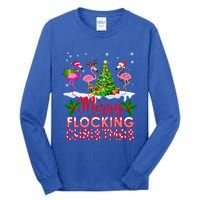 Flamingo Noel Hats Dancing On Snow Merry Flocking Christmas Gift Tall Long Sleeve T-Shirt