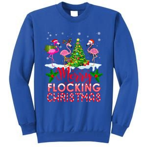 Flamingo Noel Hats Dancing On Snow Merry Flocking Christmas Gift Tall Sweatshirt