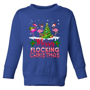 Flamingo Noel Hats Dancing On Snow Merry Flocking Christmas Gift Toddler Sweatshirt