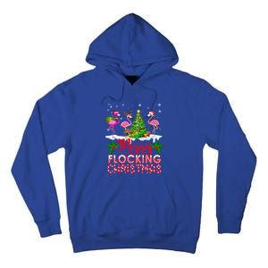 Flamingo Noel Hats Dancing On Snow Merry Flocking Christmas Gift Tall Hoodie