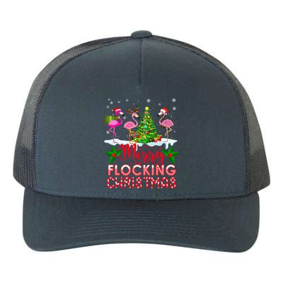 Flamingo Noel Hats Dancing On Snow Merry Flocking Christmas Gift Yupoong Adult 5-Panel Trucker Hat