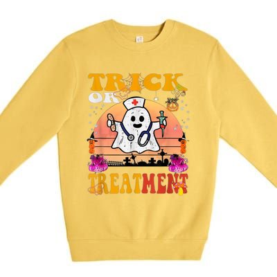 Funny Nurse Halloween Costume Boo Ghost Trick Or Treatment Premium Crewneck Sweatshirt