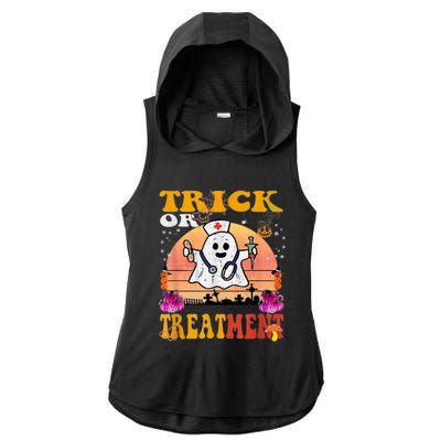 Funny Nurse Halloween Costume Boo Ghost Trick Or Treatment Ladies PosiCharge Tri-Blend Wicking Draft Hoodie Tank