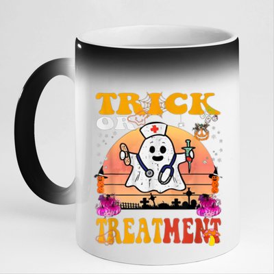 Funny Nurse Halloween Costume Boo Ghost Trick Or Treatment 11oz Black Color Changing Mug