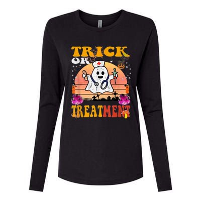 Funny Nurse Halloween Costume Boo Ghost Trick Or Treatment Womens Cotton Relaxed Long Sleeve T-Shirt