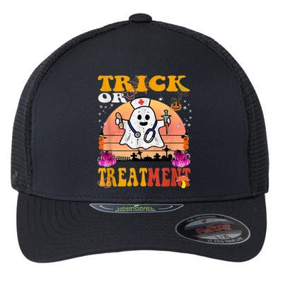 Funny Nurse Halloween Costume Boo Ghost Trick Or Treatment Flexfit Unipanel Trucker Cap