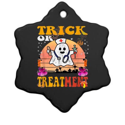 Funny Nurse Halloween Costume Boo Ghost Trick Or Treatment Ceramic Star Ornament