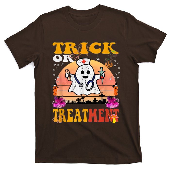 Funny Nurse Halloween Costume Boo Ghost Trick Or Treatment T-Shirt