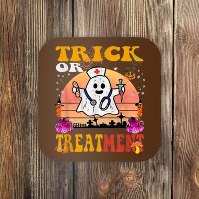 Funny Nurse Halloween Costume Boo Ghost Trick Or Treatment Coaster