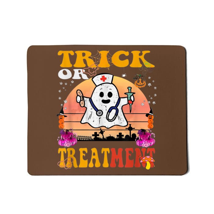 Funny Nurse Halloween Costume Boo Ghost Trick Or Treatment Mousepad