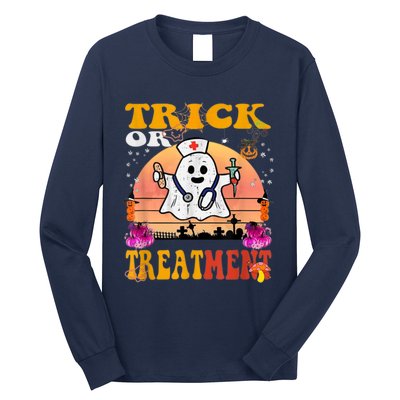 Funny Nurse Halloween Costume Boo Ghost Trick Or Treatment Long Sleeve Shirt