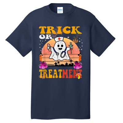 Funny Nurse Halloween Costume Boo Ghost Trick Or Treatment Tall T-Shirt