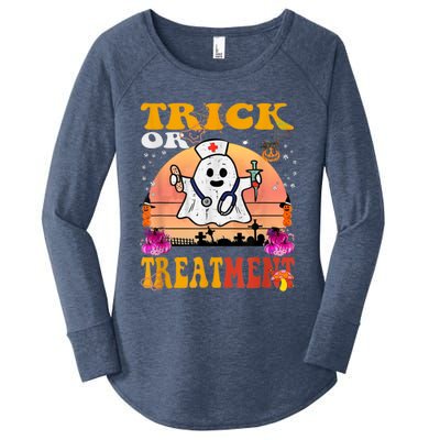 Funny Nurse Halloween Costume Boo Ghost Trick Or Treatment Women's Perfect Tri Tunic Long Sleeve Shirt